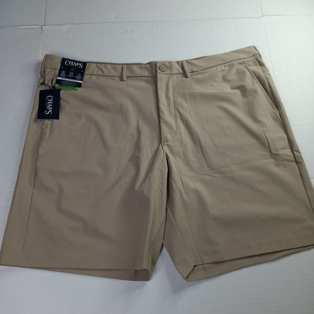 Chaps Golf Shorts Men's 42 Hampton Khaki Slim Fit 9" Inseam Stretch Breathable